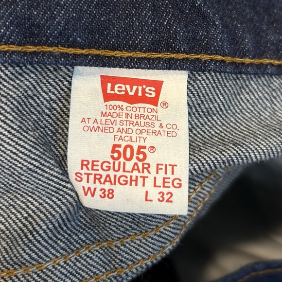 VTG 90s Levi's Jeans 505 Mens 38x32 Dark Wash Denim Orange Tab Straight Leg Blue - Picture 8 of 14
